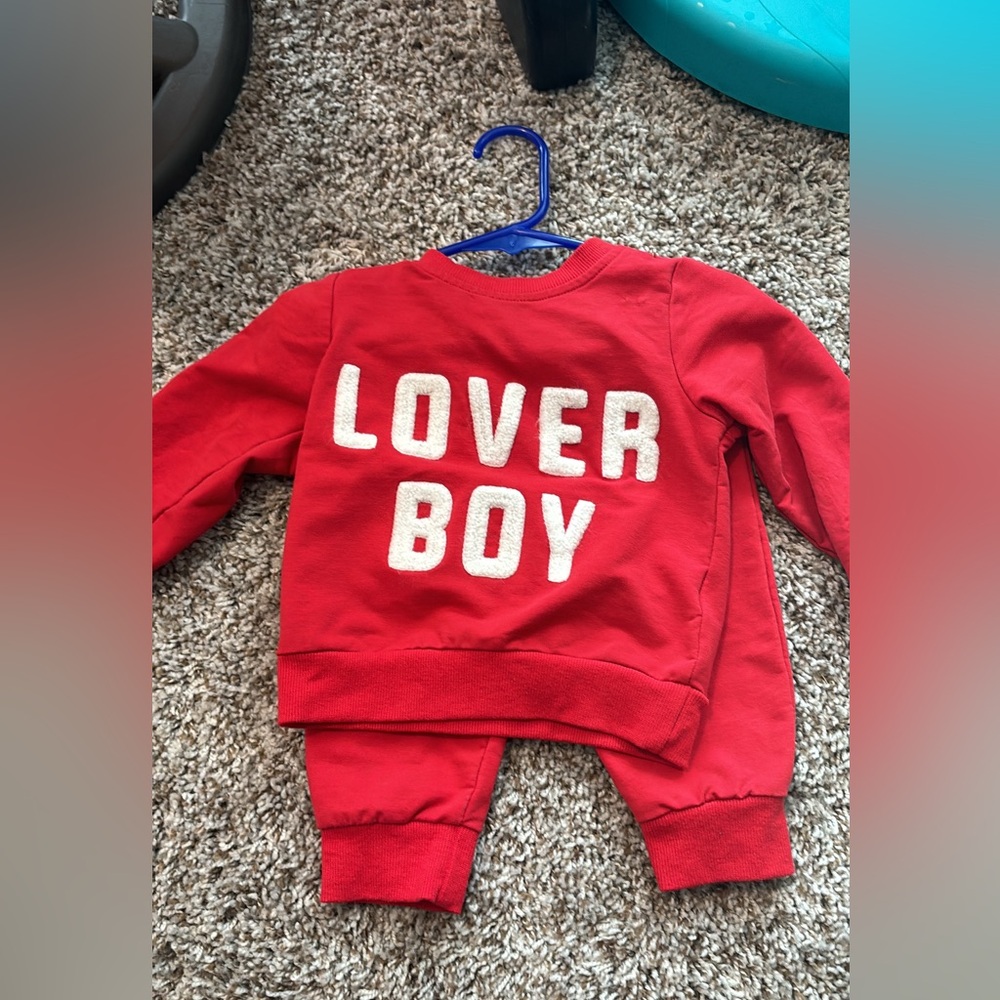 Red 'Lover Boy' Sweatshirt and Pants Set